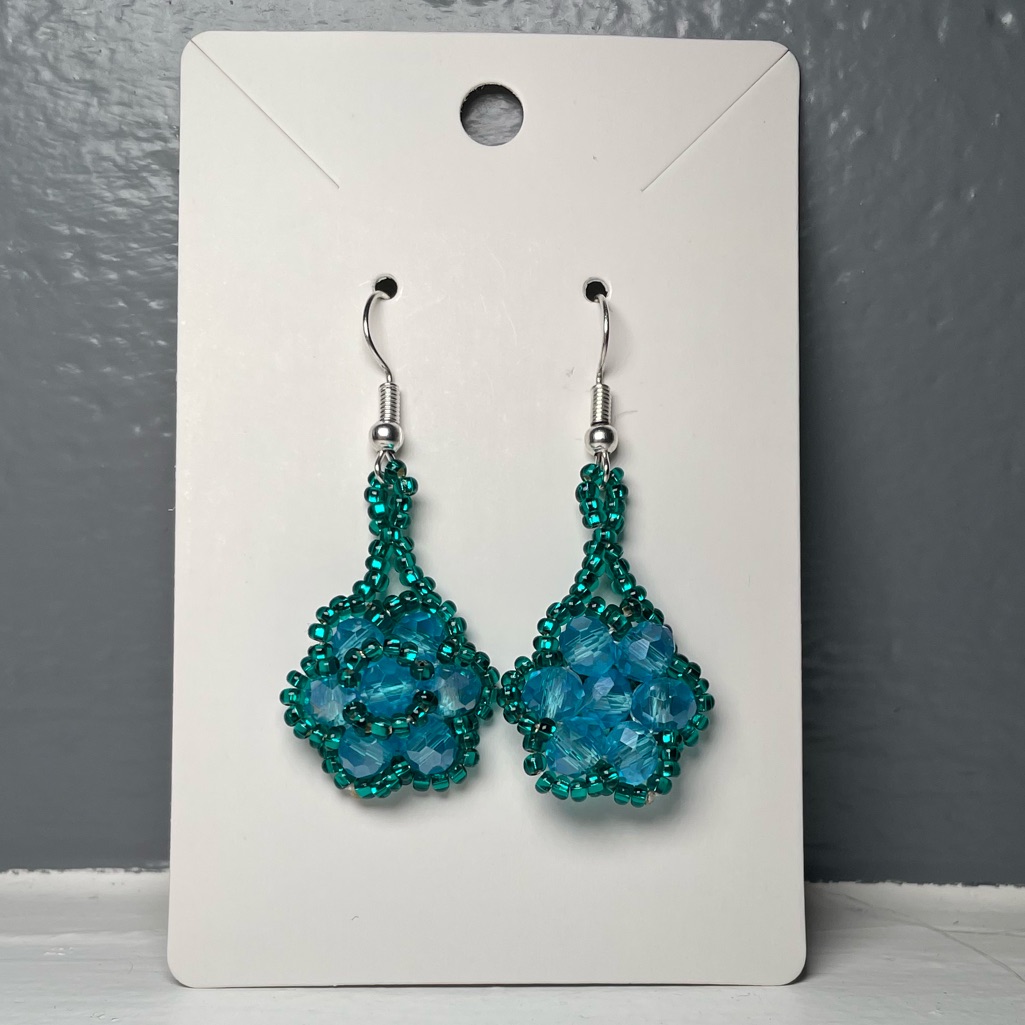 Huichol Beaded Flower Earrings